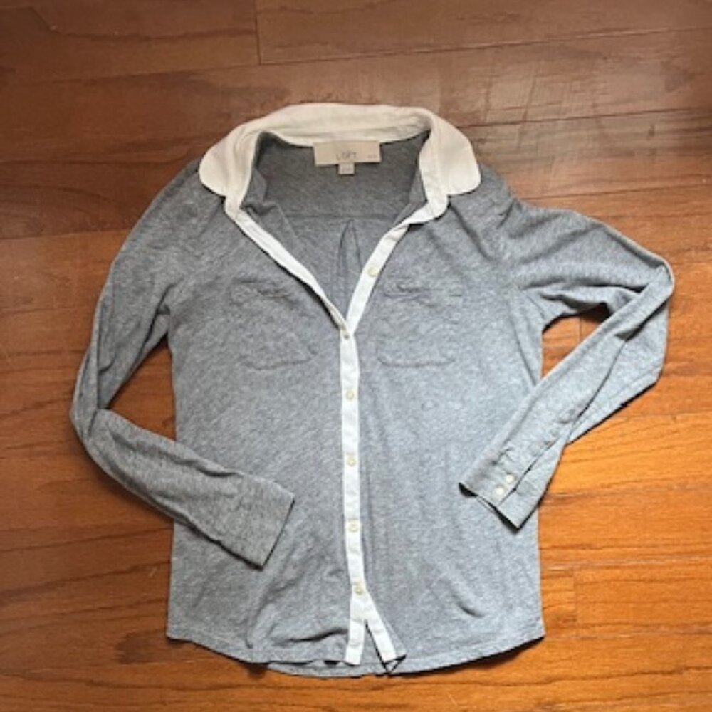 Loft Petite Collared Button Down Utility Shirt - image 2